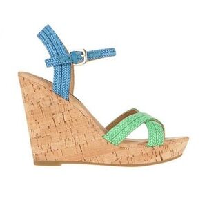 Ann Taylor Colorblock Cork Wedge Sandals